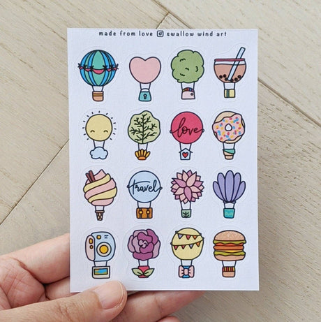 Hot Air Balloons Travel Sticker Sheet - Paper Mochi