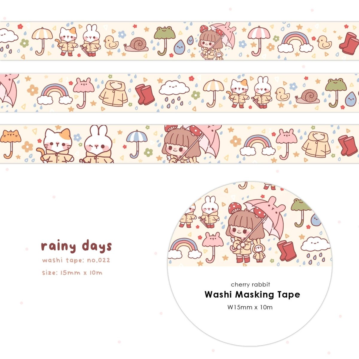 Kawaii Rainy Days Washi Tape - Paper Mochi