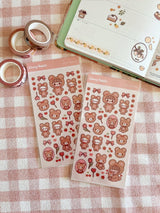 Kawaii Teddy Bear Sticker Sheet - Paper Mochi