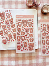 Kawaii Teddy Bear Sticker Sheet - Paper Mochi