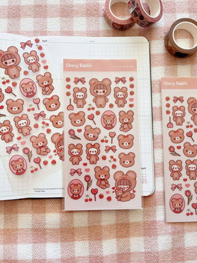 Kawaii Teddy Bear Sticker Sheet - Paper Mochi