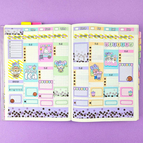 Let's Get Boba Hobonichi Cousin Sticker Kit - Paper Mochi