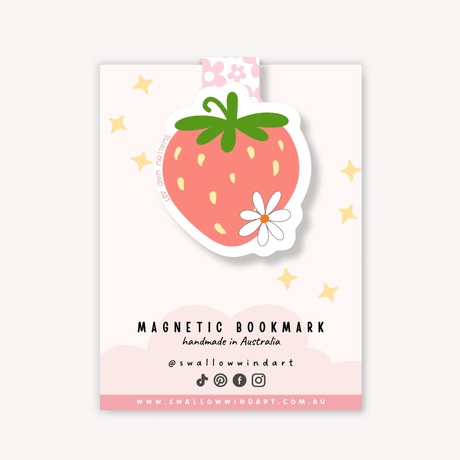 Magnetic Bookmark - Strawberry Flower - Paper Mochi