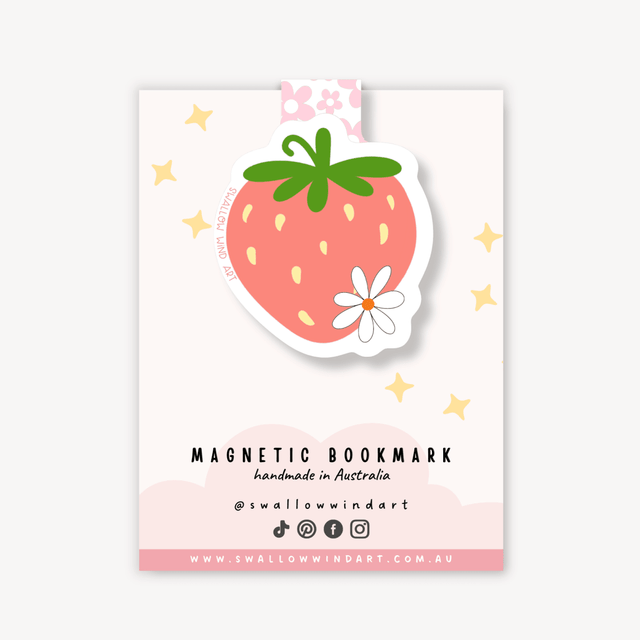 Magnetic Bookmark - Strawberry Flower - Paper Mochi