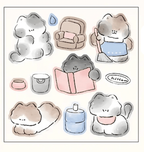 Meow Meow Cat's Home Sticker Sheet - Paper Mochi