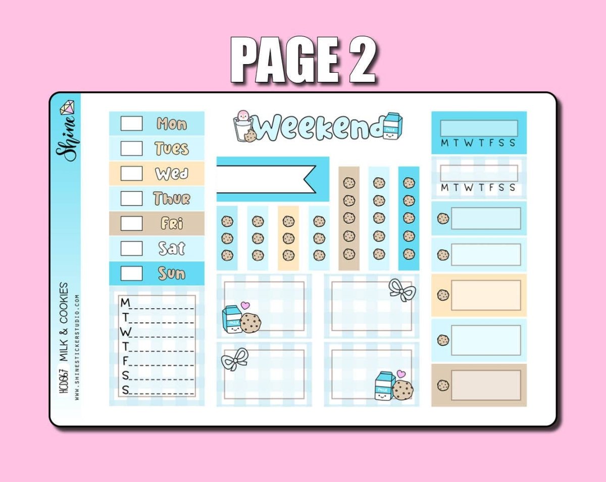 Milk & Cookies Hobonichi Cousin Sticker Kit - Paper Mochi