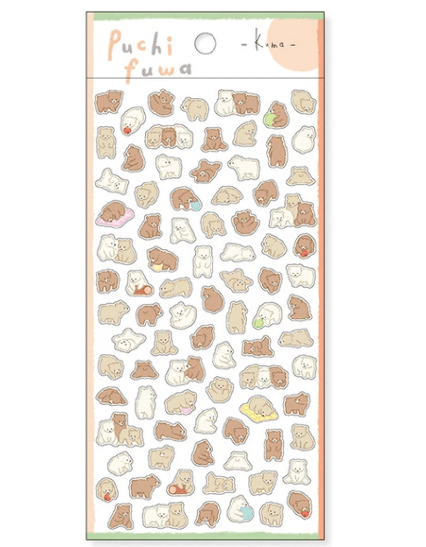 Mind Wave Stickers Puchi Fuwa - Kuma/Bear - Paper Mochi