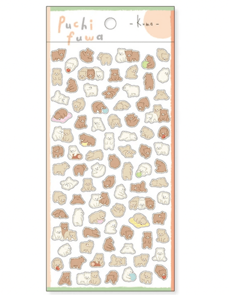Mind Wave Stickers Puchi Fuwa - Kuma/Bear - Paper Mochi
