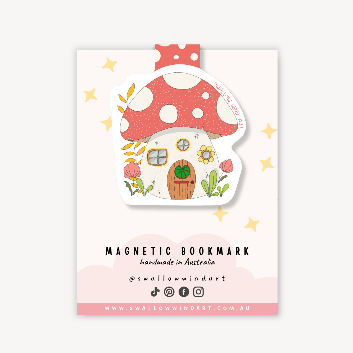 Mushroom House Magnetic Bookmark - Paper Mochi
