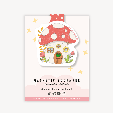 Mushroom House Magnetic Bookmark - Paper Mochi