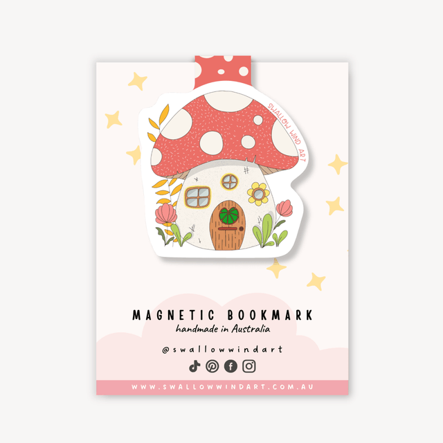 Mushroom House Magnetic Bookmark - Paper Mochi