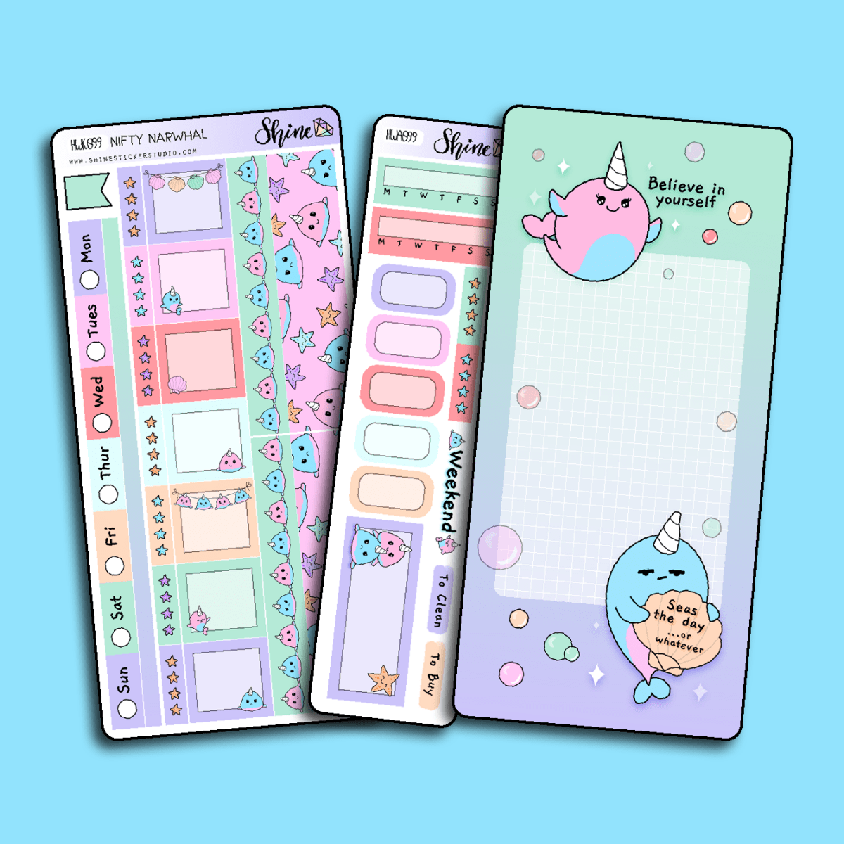 Nifty Narwhal Hobonichi Weeks Sticker Kit - Paper Mochi