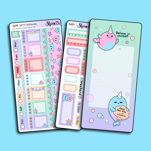Nifty Narwhal Hobonichi Weeks Sticker Kit - Paper Mochi