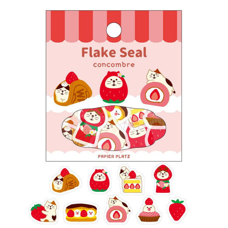 Papier Platz Concombre Strawberries Flake Seal Stickers - Paper Mochi