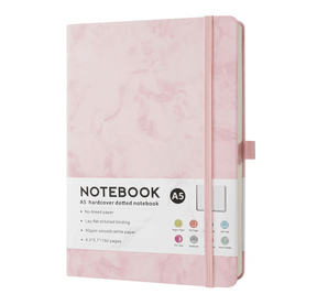Pink Marbled A5 Lined Notebook Journal - Paper Mochi