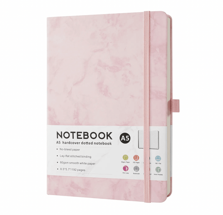 Pink Marbled A5 Lined Notebook Journal - Paper Mochi