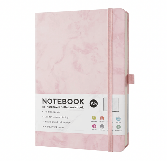 Pink Marbled A5 Lined Notebook Journal - Paper Mochi