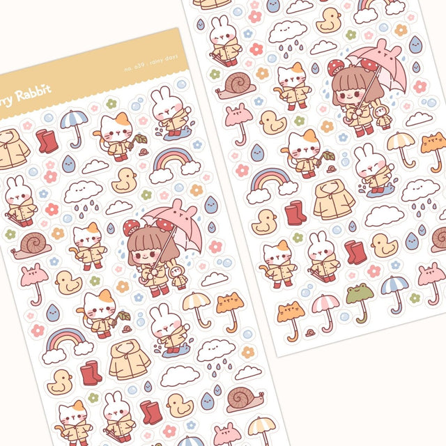 Rainy Days Sticker Sheet - Paper Mochi