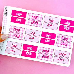 Retro Pink Monthly Tab Stickers - Paper Mochi