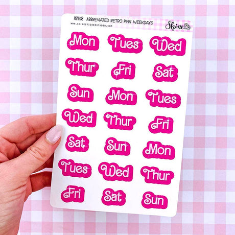 Retro Pink Weekday Stickers - Paper Mochi