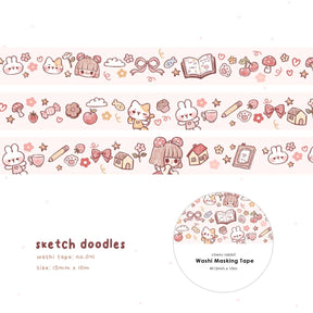 Sketch Doodles Washi Tape - Paper Mochi