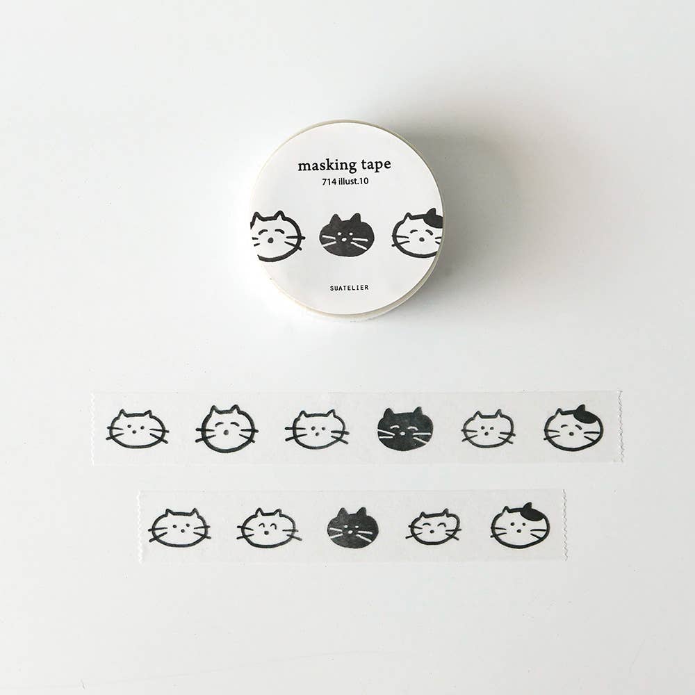 Suatelier Cat Faces Washi Tape - Paper Mochi