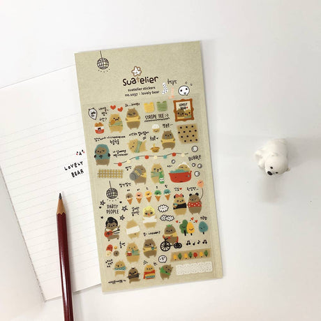 Suatelier Lovely Bear Sticker Sheet - Paper Mochi