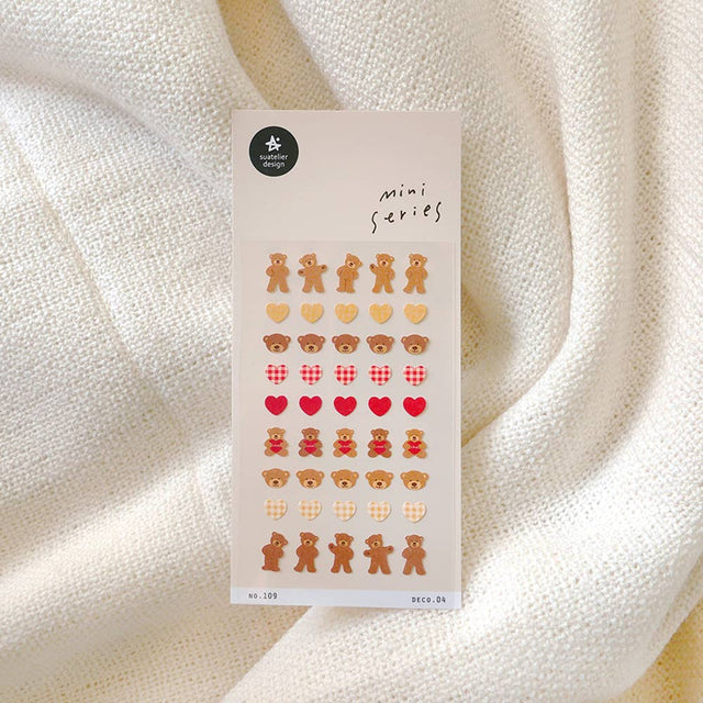Suatelier Teddies & Hearts Sticker Sheet - Paper Mochi