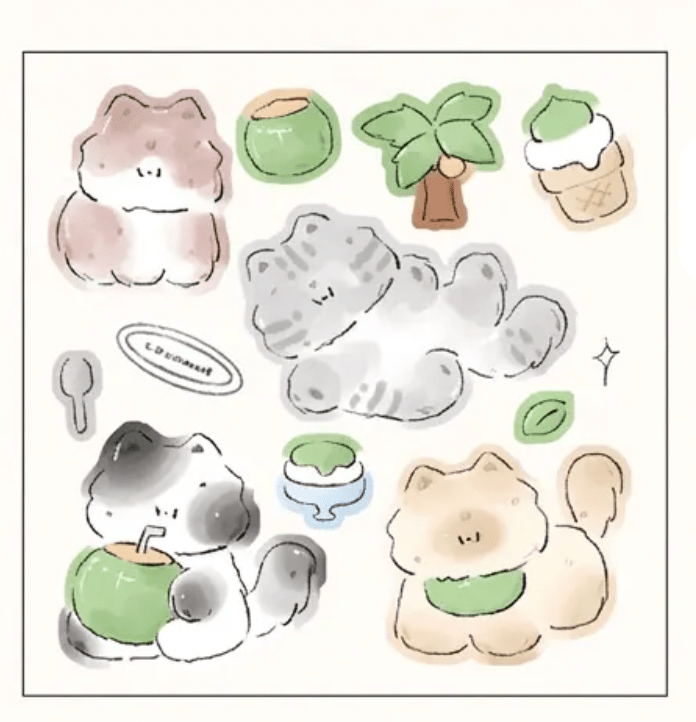 Summer Pets Sticker Sheet - Paper Mochi