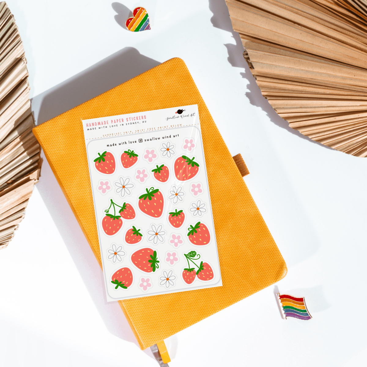 Sweet Strawberry Flower Sticker Sheet - Paper Mochi