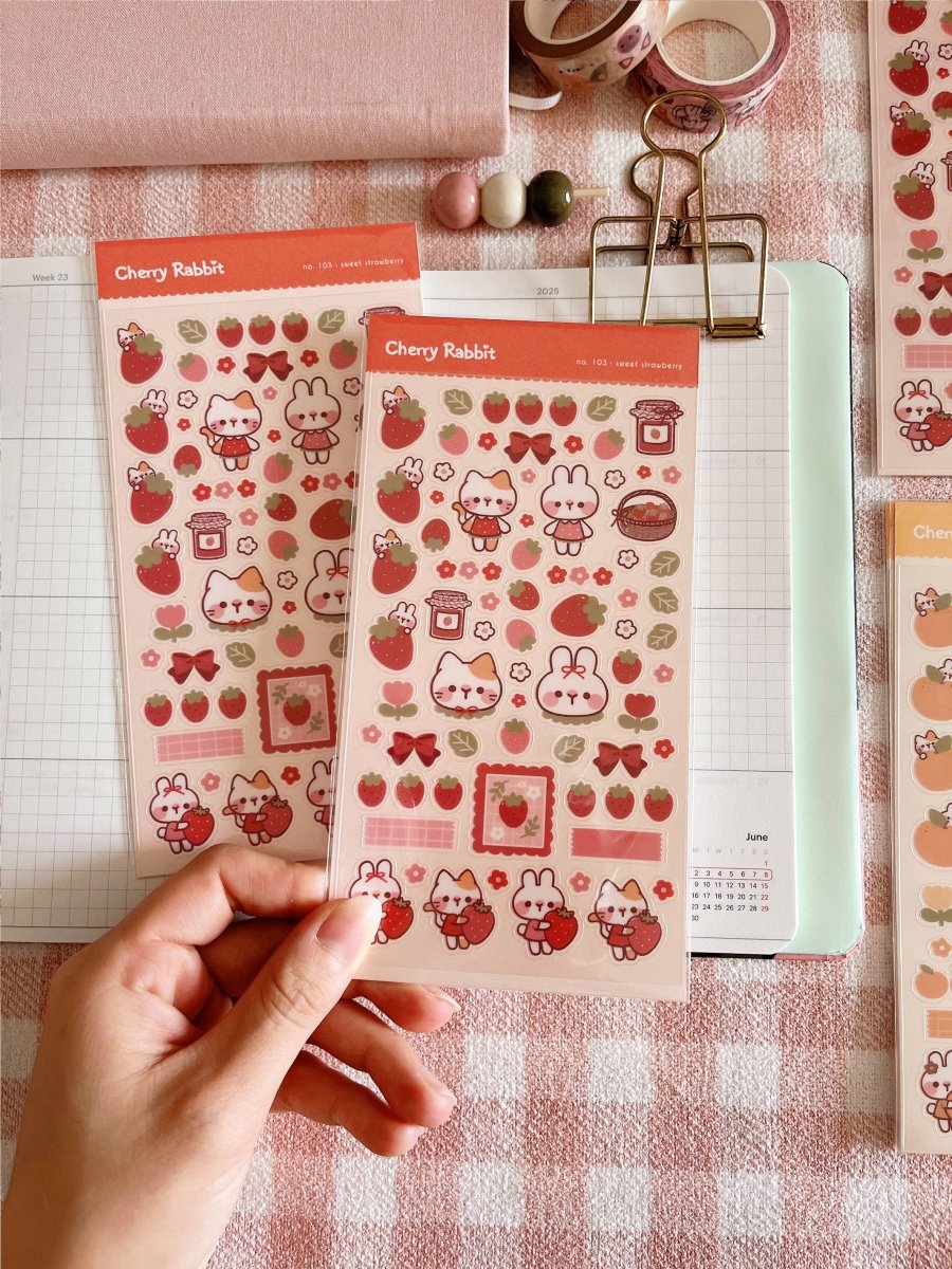 Sweet Strawberry Sticker Sheet - Paper Mochi