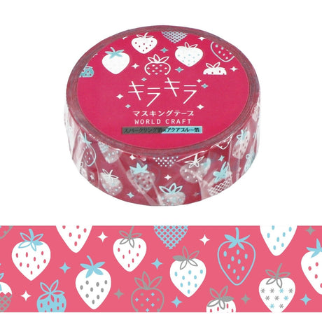 World Craft Kira Kira Strawberries Foil Washi Tape - Paper Mochi