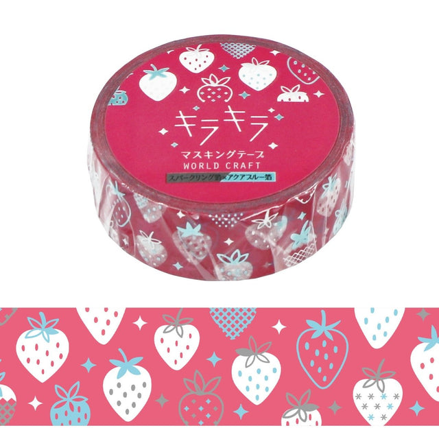 World Craft Kira Kira Strawberries Foil Washi Tape - Paper Mochi
