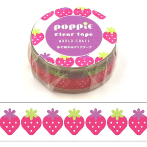 World Craft Poppie Strawberries Clear Washi Tape - Paper Mochi