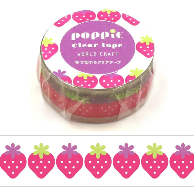 World Craft Poppie Strawberries Clear Washi Tape - Paper Mochi
